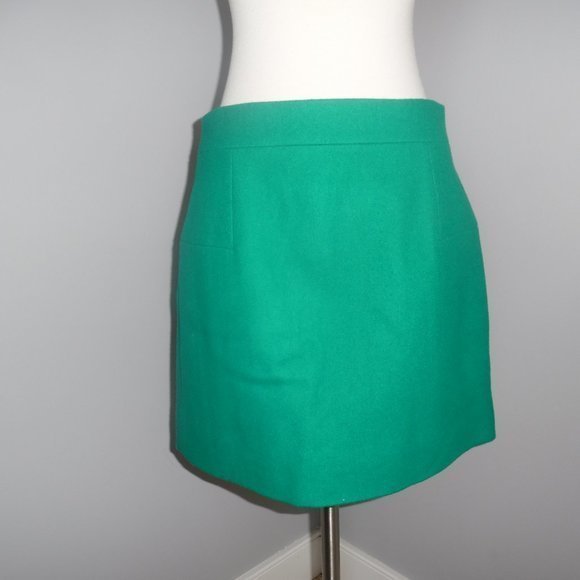 J Crew Bright Kelly Green Emerald Classic Mini Work Casual Wool Skirt 14275 Smal - Picture 2 of 7